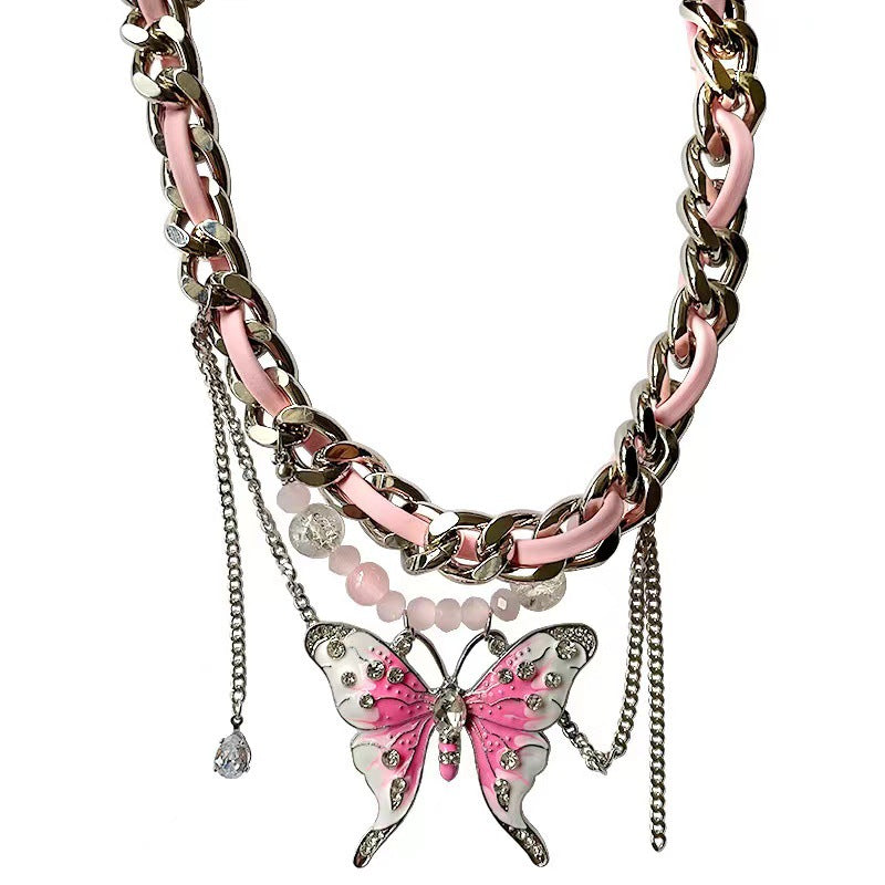 Pink Butterfly Choker | Butterfly-Delicate Wings, Cute-Sweet Suggestion Style