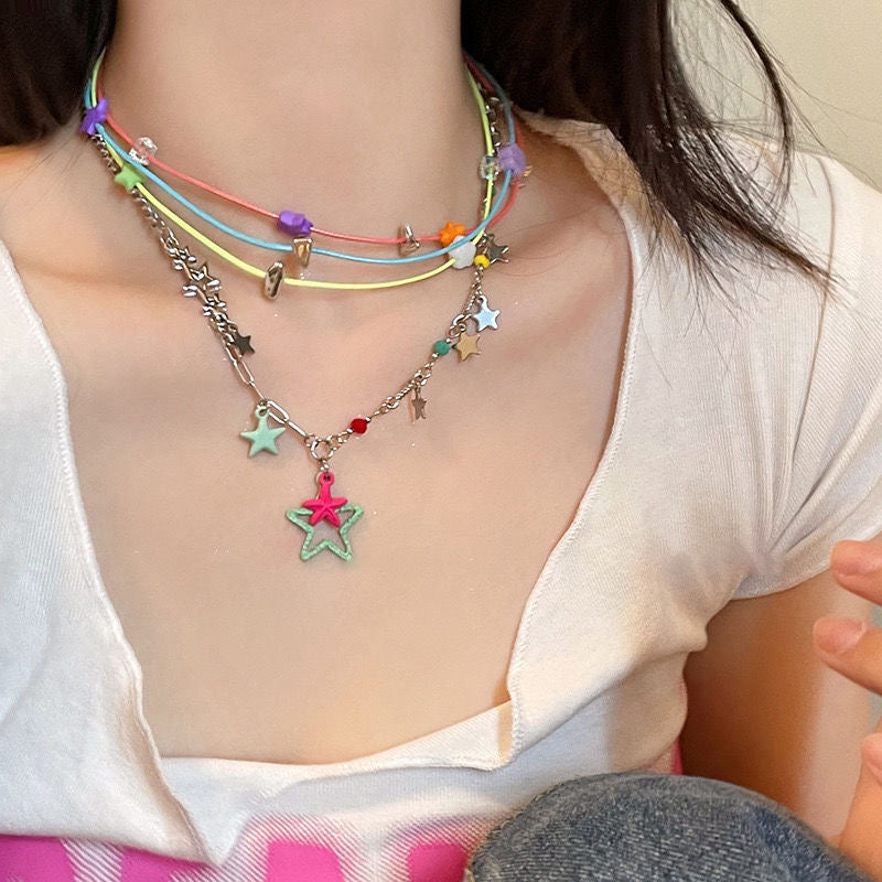 Colorful Stars Choker | Y2K-Cyber Cutie Style