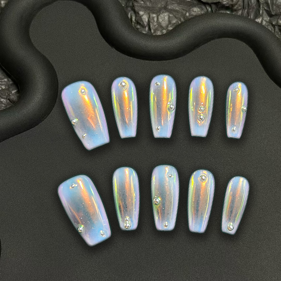 Sunset Press-On Nails | Y2K-Cyber Cutie, Metal-Mech Desire Nail Art