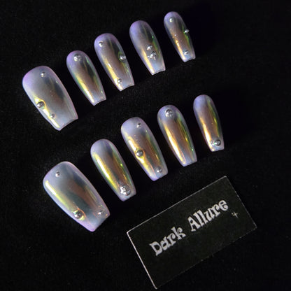 Sunset Press-On Nails | Y2K-Cyber Cutie, Metal-Mech Desire Nail Art